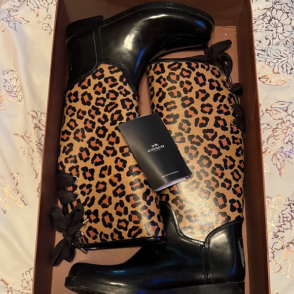 Like new Coach cheetah rain boots - Picture 3 of 6